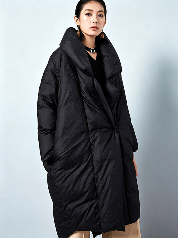 Red Wrap Relaxed Longline Puffer Jacket — view 11