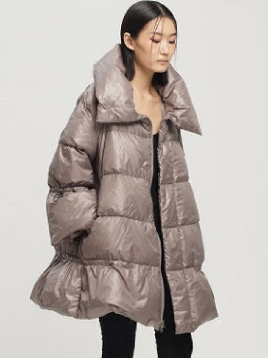 Camel Midi Quilted Puffer Jacket — view 1