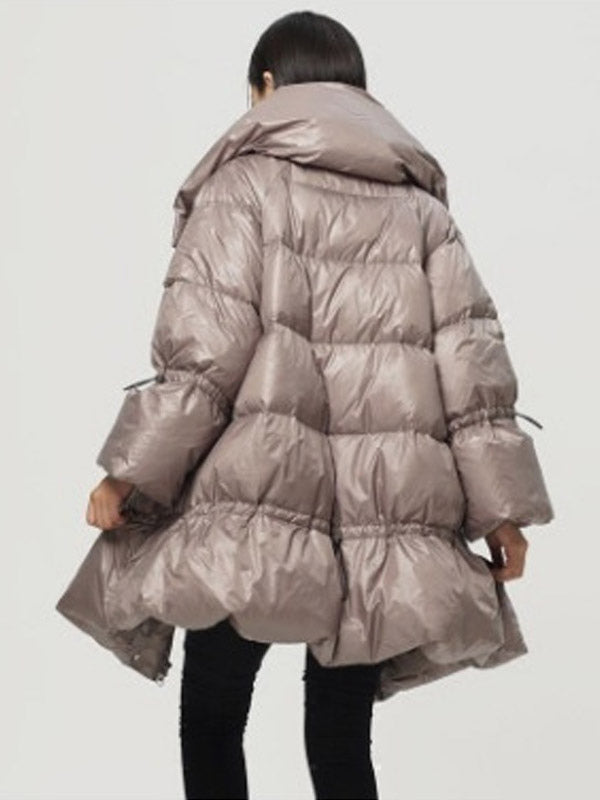 Camel Midi Quilted Puffer Jacket — view 3