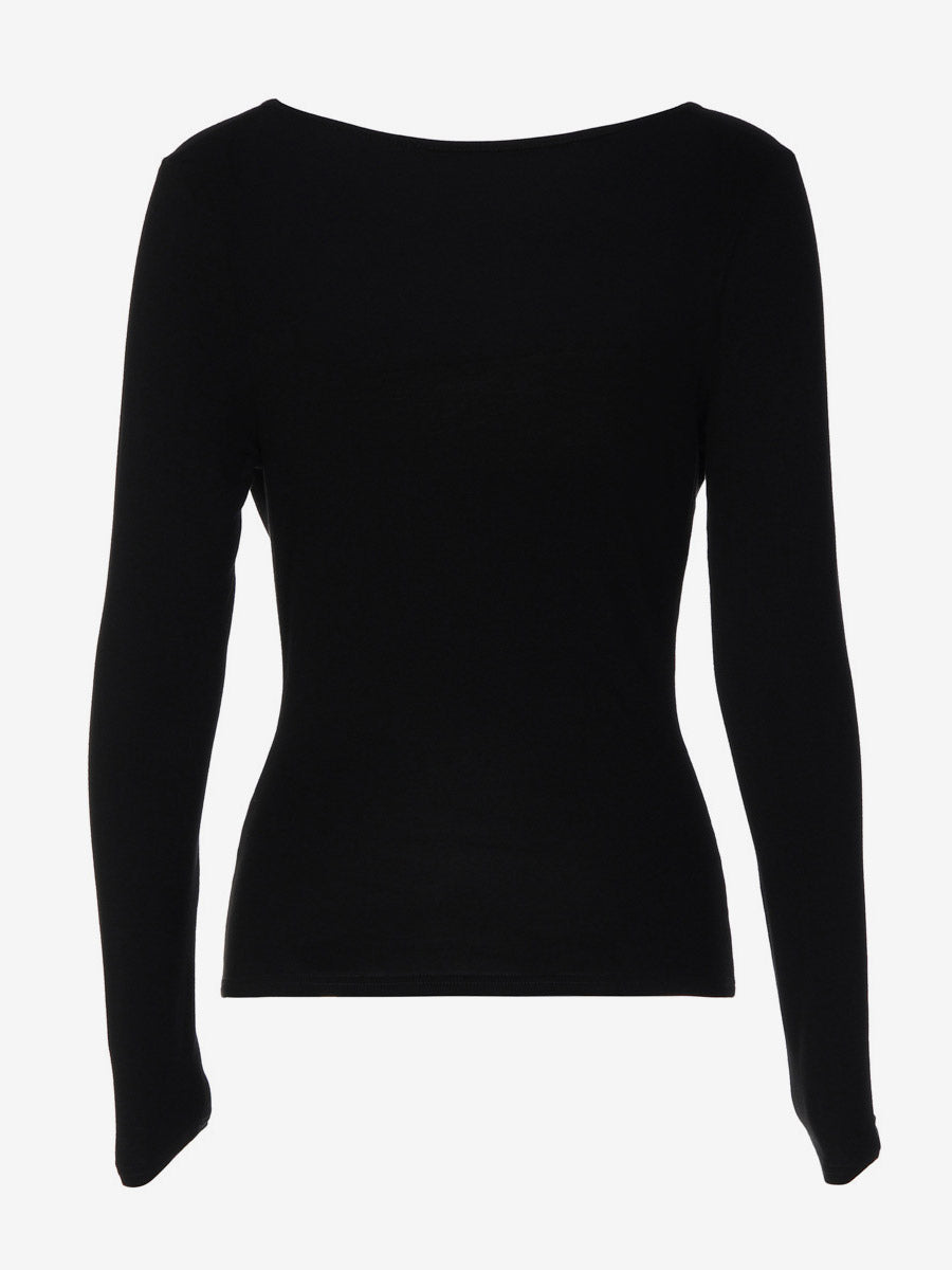 Black Long-Sleeve Fitted Lace Shirt — view 7