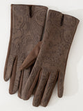 Brown Suede-Effect Gloves — view 1