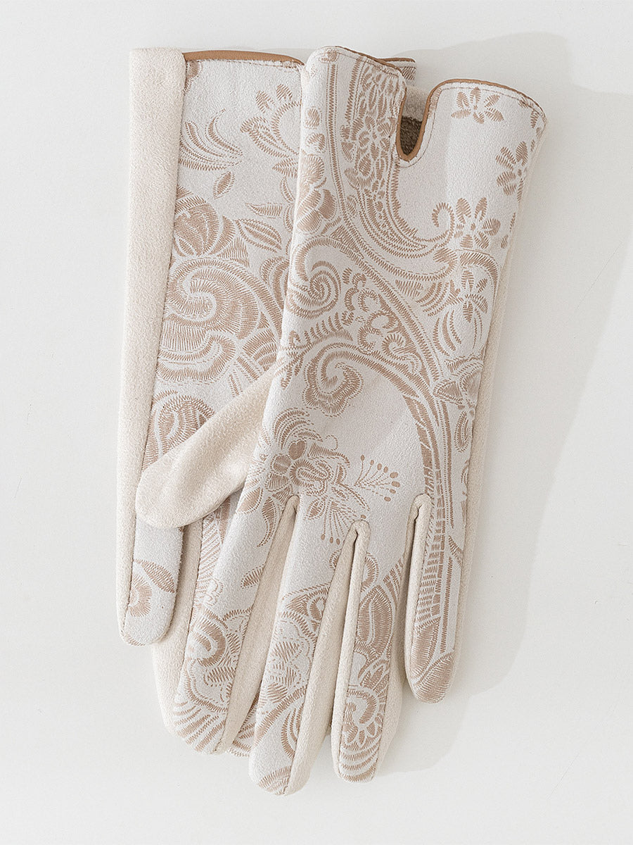brown suede effect gloves — view 2