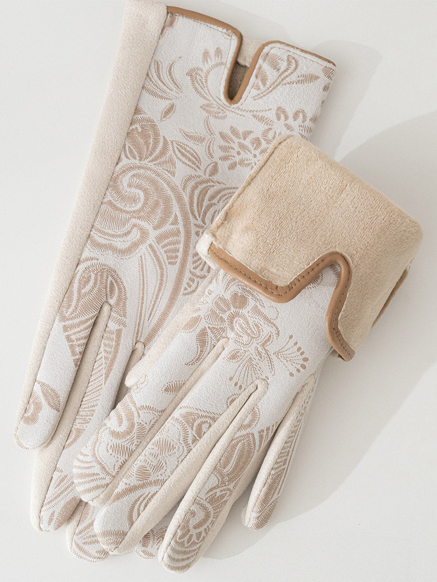 brown suede effect gloves — view 3