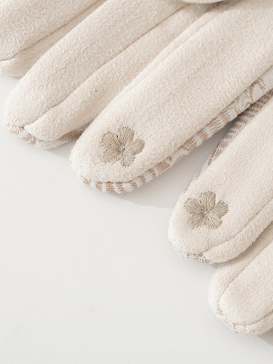 brown suede effect gloves — view 4