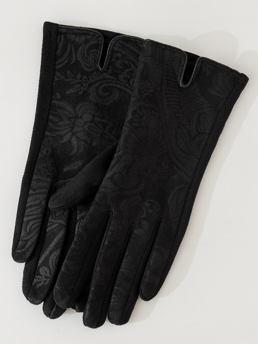 brown suede effect gloves — view 5