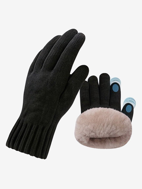 charcoal knitted gloves — view 2