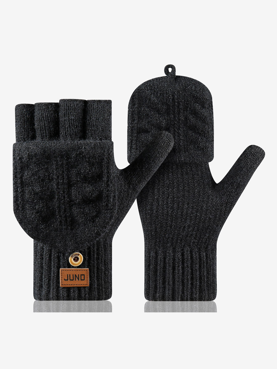charcoal knitted gloves — view 8