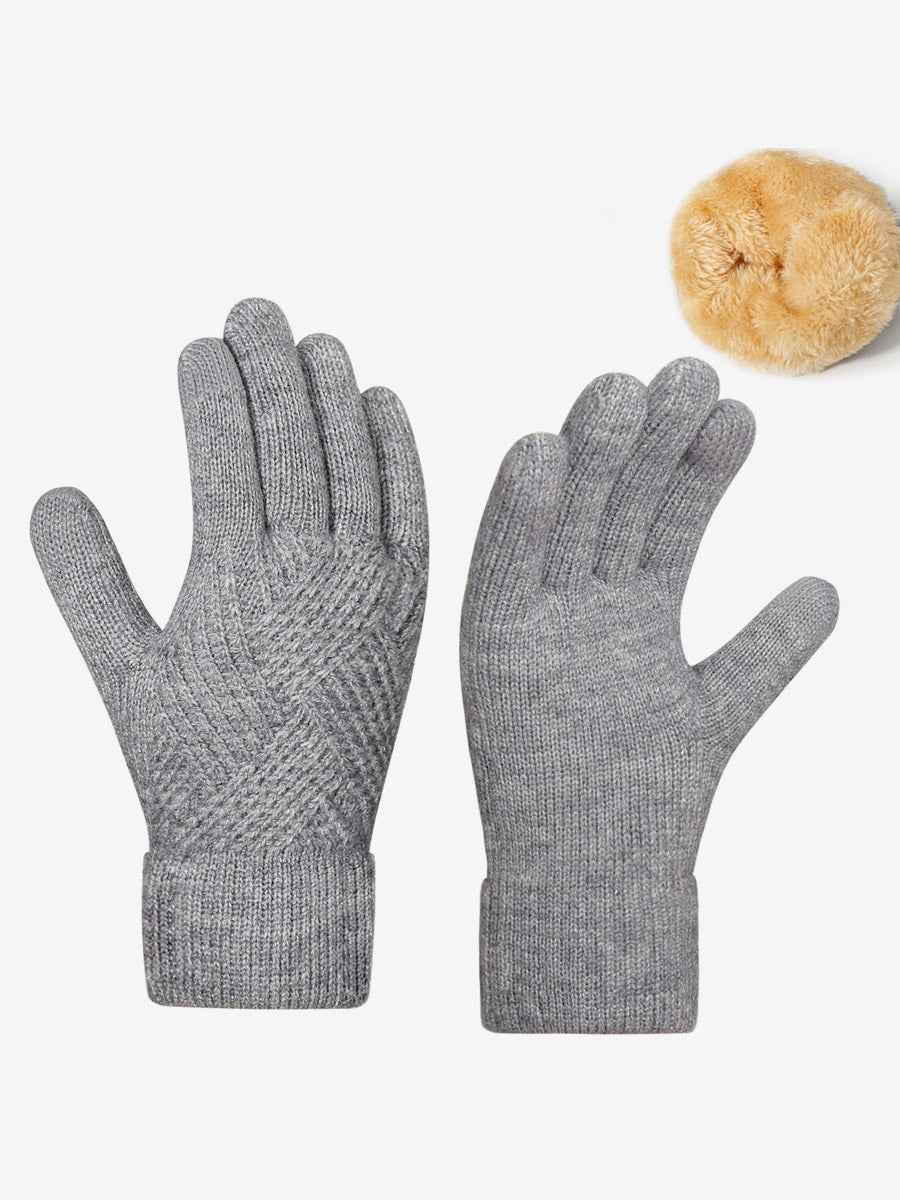red knitted gloves — view 2