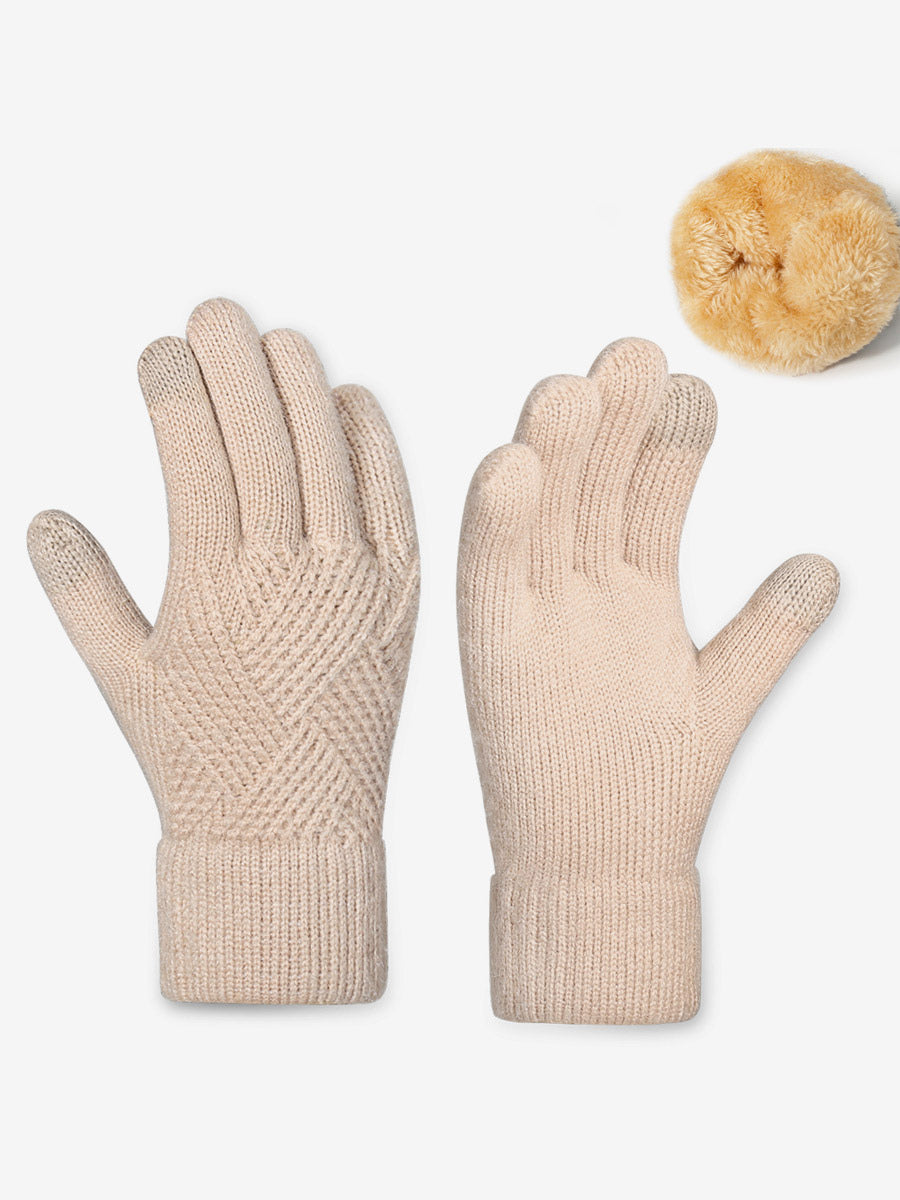 red knitted gloves — view 3