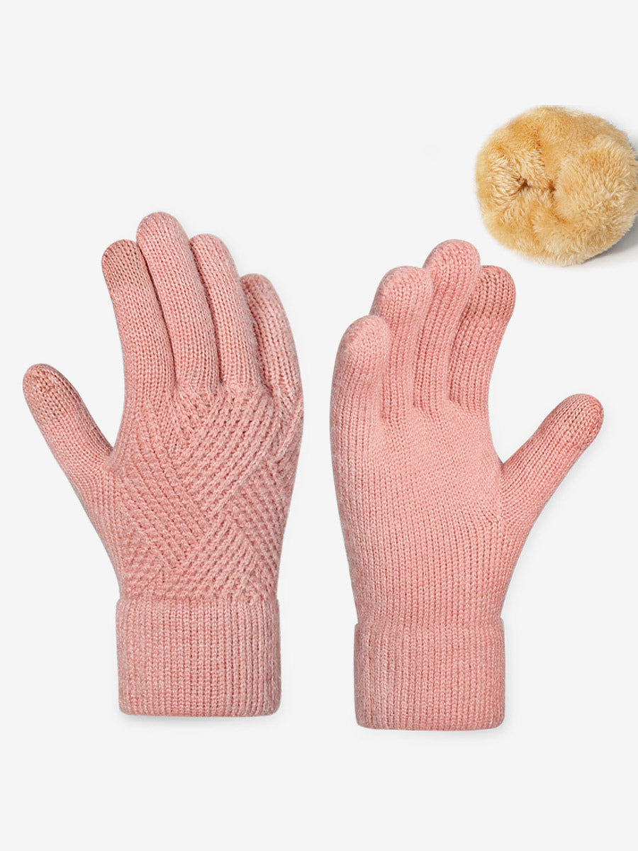 red knitted gloves — view 4
