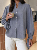 Navy Long-Sleeve Blouse — view 1