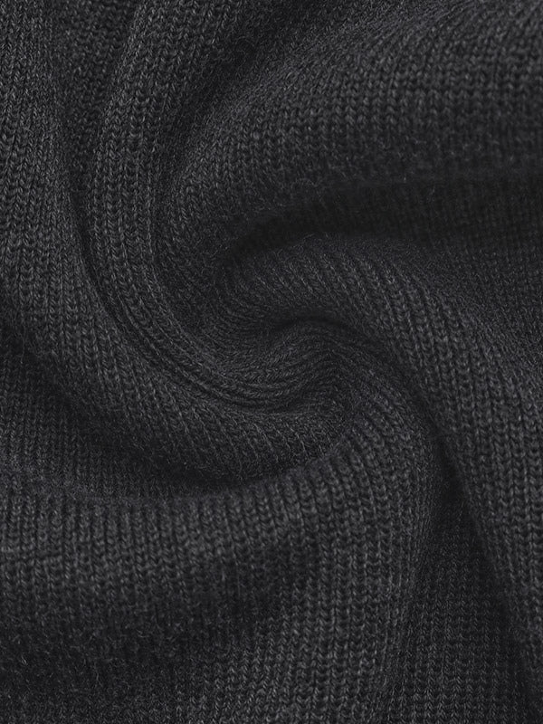Charcoal Long-Sleeve Round-Neck Knitted Cardigan — view 5