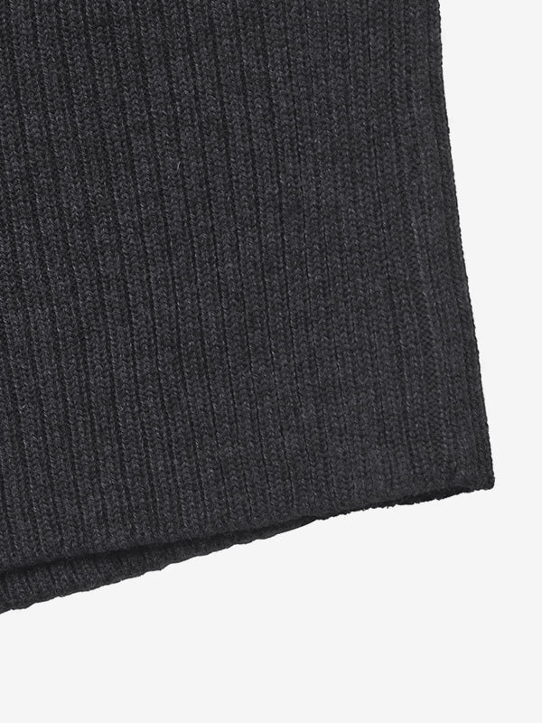 Charcoal Long-Sleeve Round-Neck Knitted Cardigan — view 4