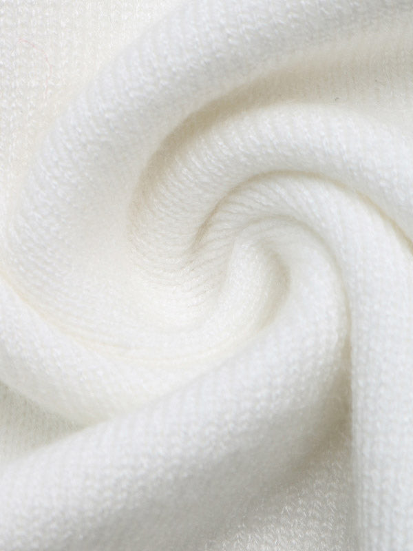 White Long-Sleeve High-Neck Ruffle Jumper — view 3