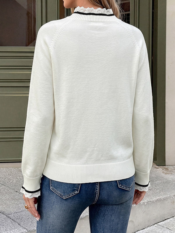 White Long-Sleeve High-Neck Ruffle Jumper — view 2