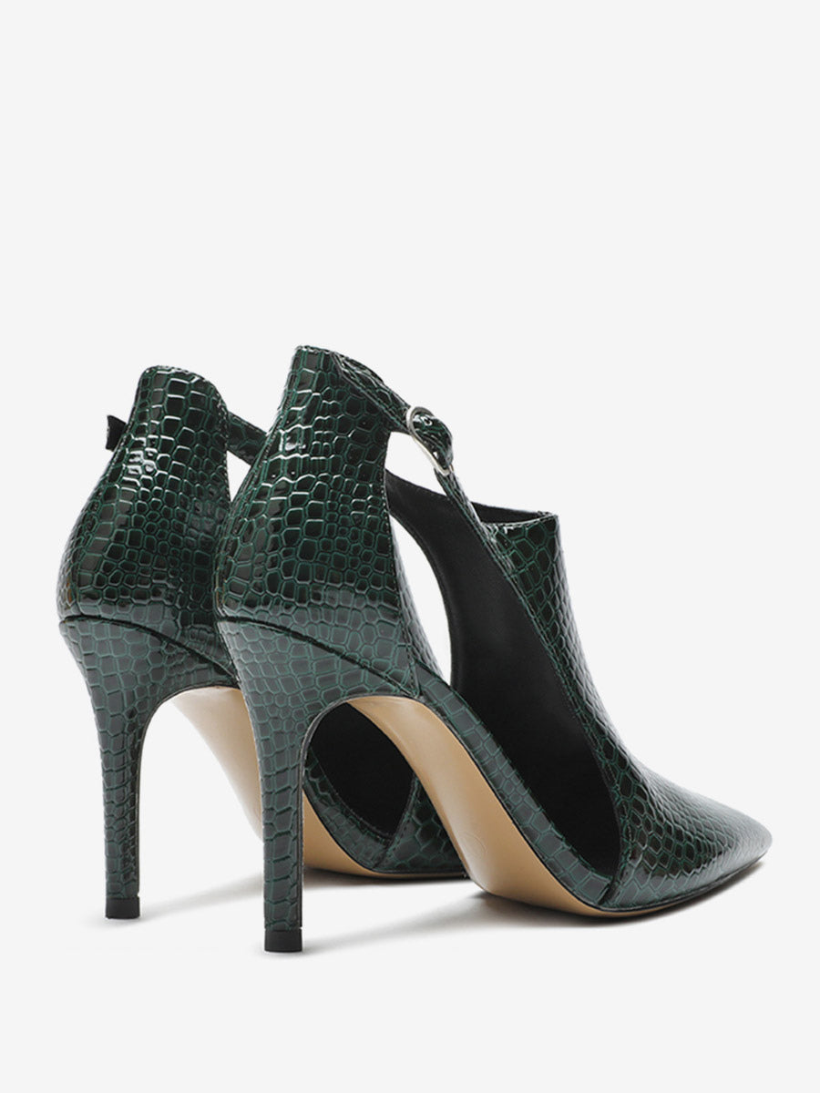 green pointed toe stiletto sandals — view 8