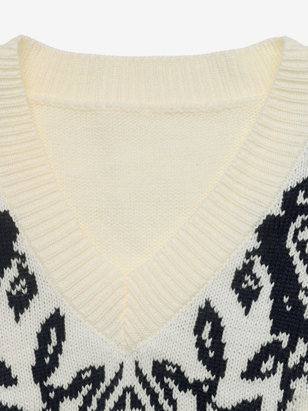 Apricot Long-Sleeve V-Neck Floral Jumper — view 5