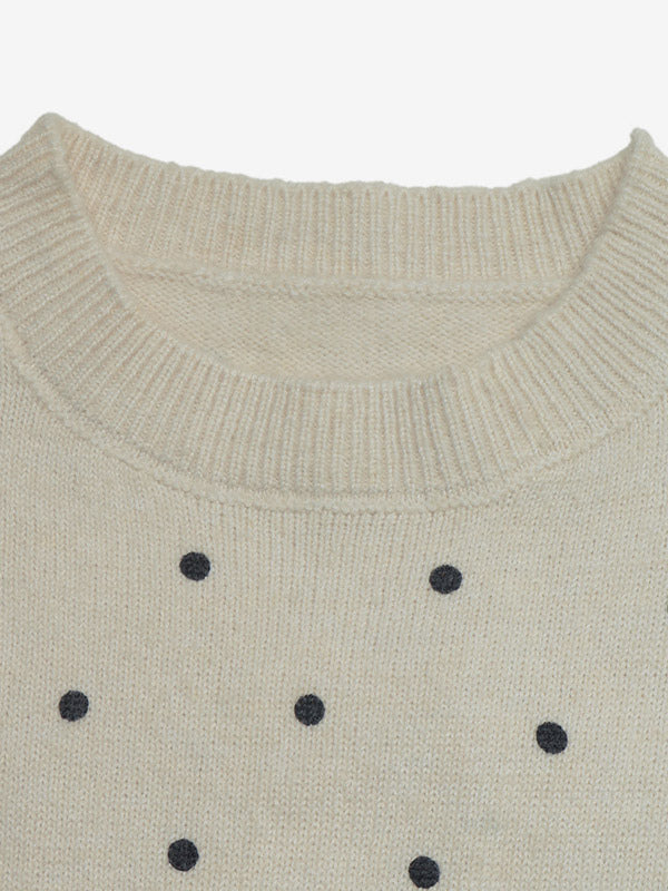 Apricot Short-Sleeve Round-Neck Polka Dot Jumper — view 5