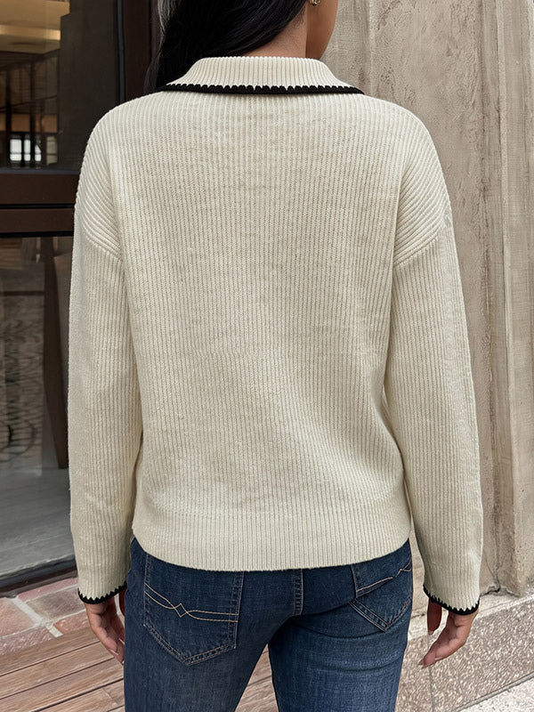Apricot Long-Sleeve Knitted Contrast Panel Jumper — view 2