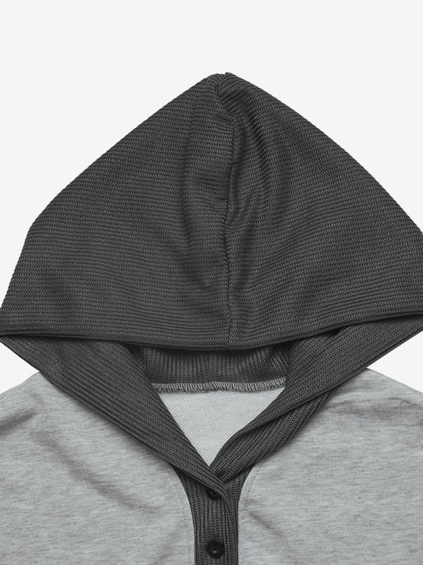 Grey Long-Sleeve Knitted Hooded Hoodie — view 3