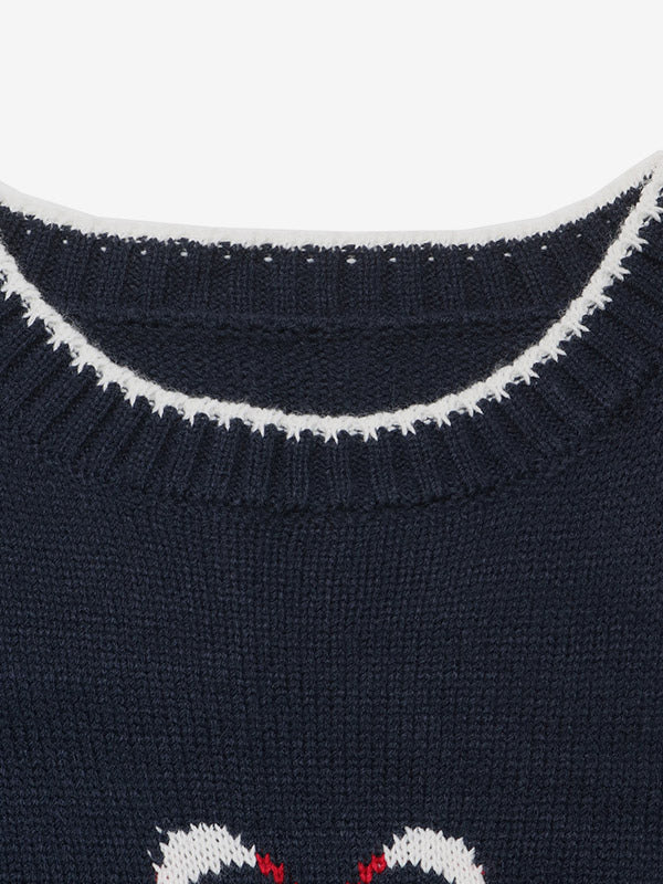 Navy Long-Sleeve Round-Neck Knitted Jumper — view 4