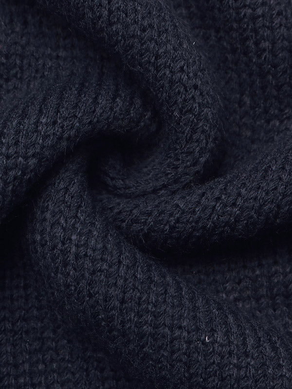 Navy Long-Sleeve Round-Neck Knitted Jumper — view 5