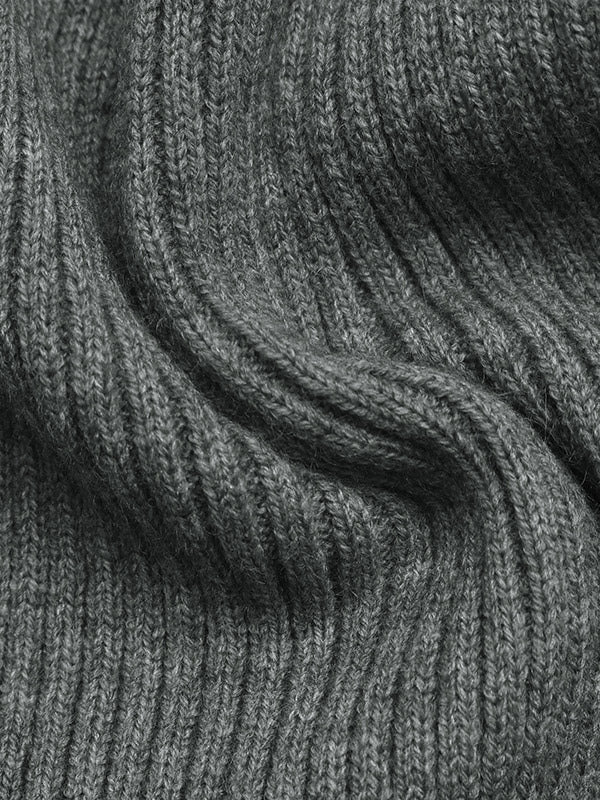 Charcoal Long-Sleeve High-Neck Knitted Coat — view 3