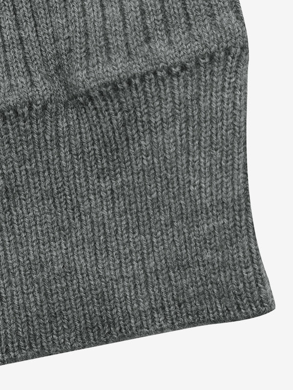 Charcoal Long-Sleeve High-Neck Knitted Coat — view 4