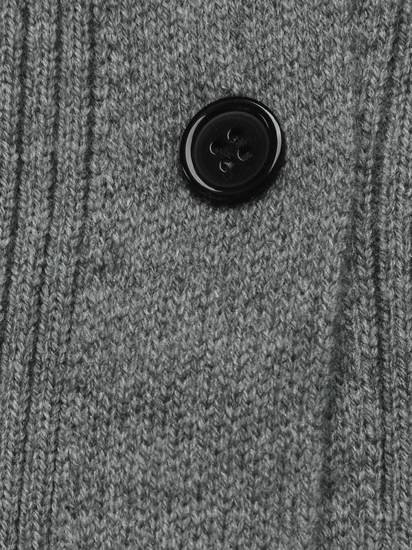 Charcoal Long-Sleeve High-Neck Knitted Coat — view 5