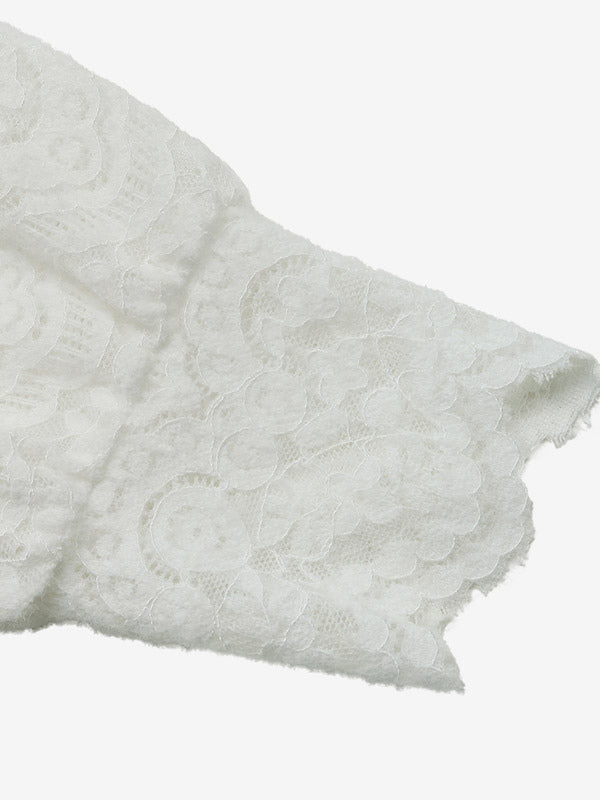 White Long-Sleeve V-Neck Lace Shirt — view 4