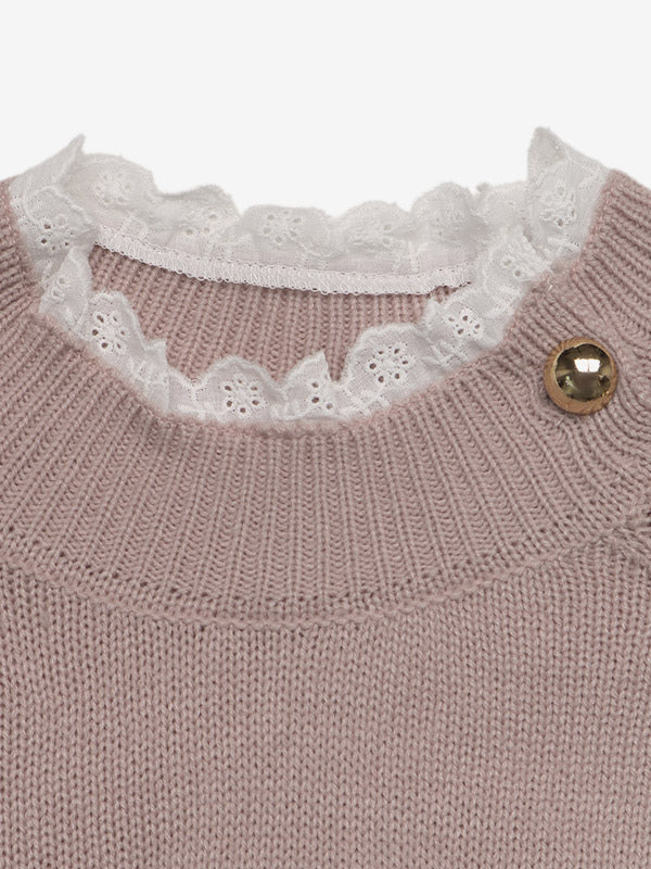 Pink Long-Sleeve Round-Neck Knitted Jumper — view 5