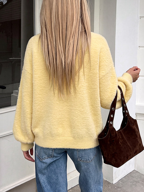 Yellow Long-Sleeve V-Neck Relaxed Coat — view 2