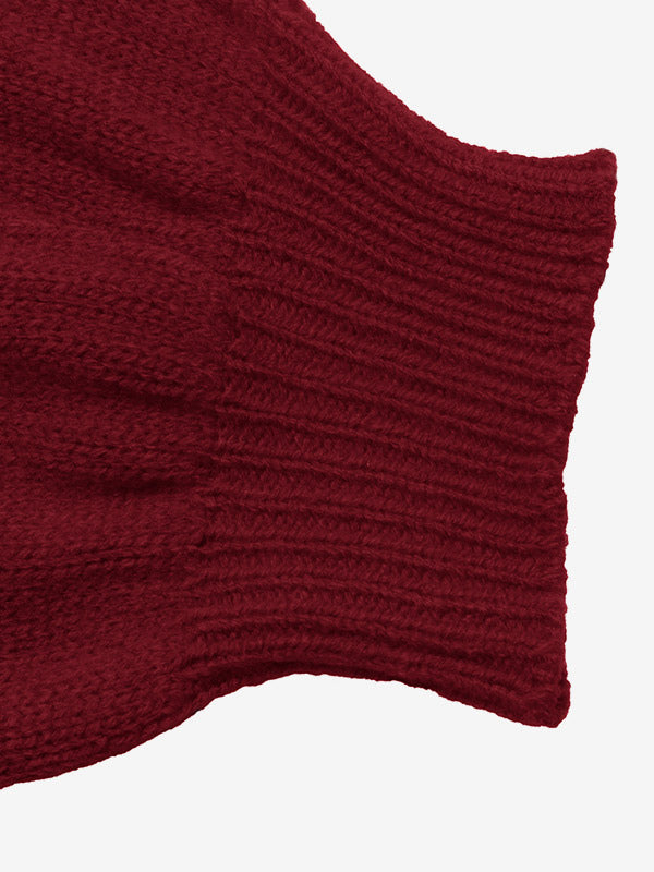 Red Long-Sleeve Round-Neck Cropped Coat — view 3