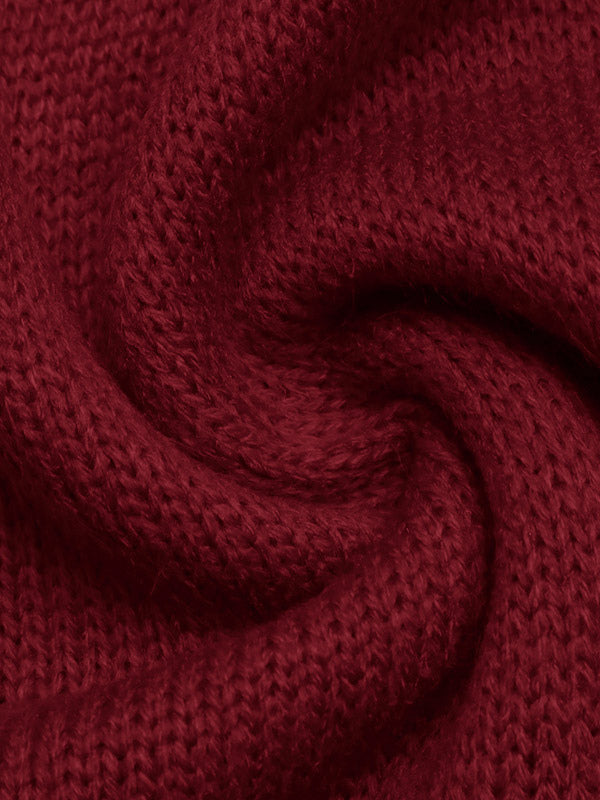 Red Long-Sleeve Round-Neck Cropped Coat — view 4