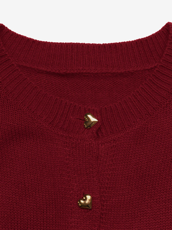 Red Long-Sleeve Round-Neck Cropped Coat — view 5