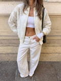 Apricot Long-Sleeve Collared Cropped Jacket — view 1