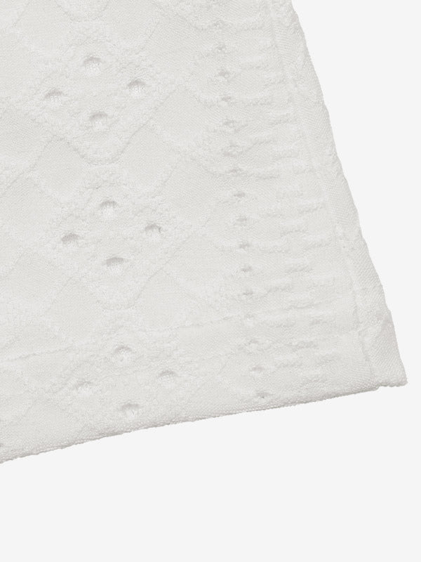 White Long-Sleeve V-Neck Knitted Crop Top — view 4