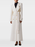 White Long-Sleeve Double-Breasted Coat — view 1