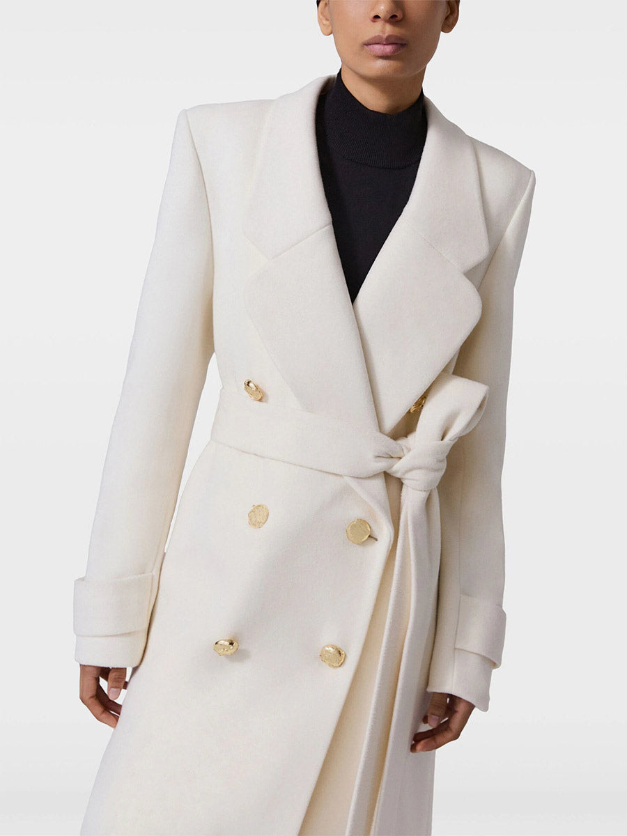 White Long-Sleeve Double-Breasted Coat — view 2