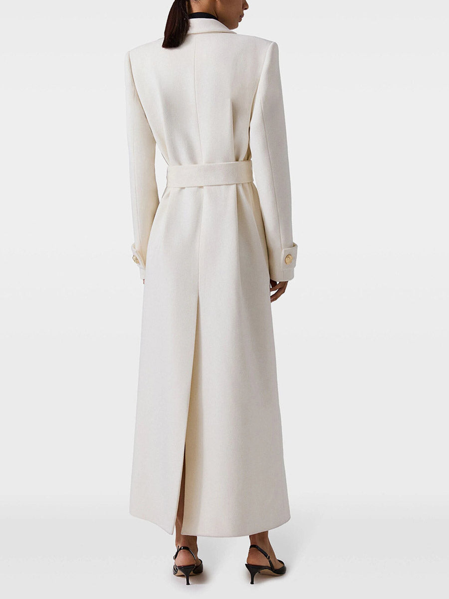 White Long-Sleeve Double-Breasted Coat — view 3