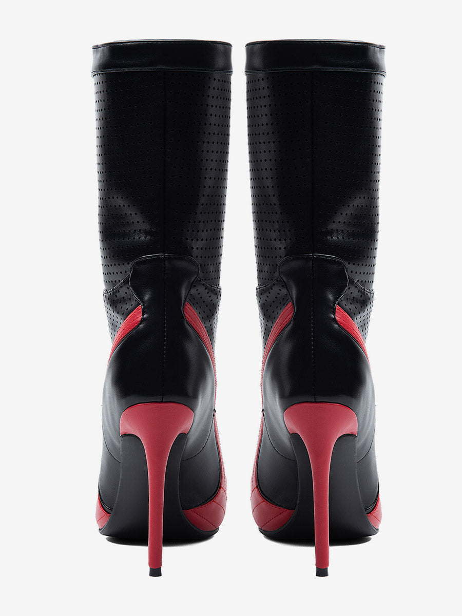 black pointed toe lace up ankle boots — view 7