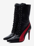Black Pointed-Toe Lace-Up Ankle Boots — view 1
