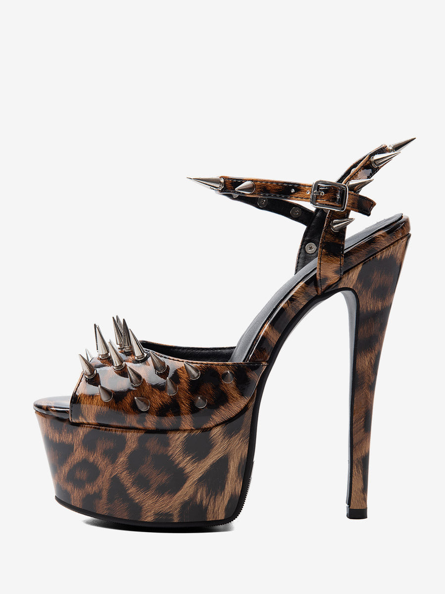 brown open toe platform sandals — view 3