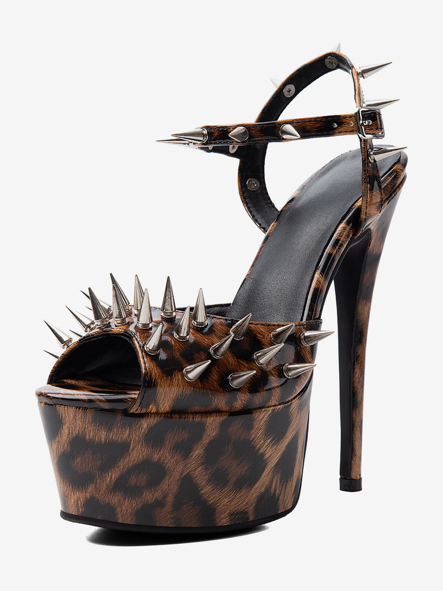 brown open toe platform sandals — view 2