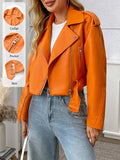 Orange Red Belted Short Jacket — view 1