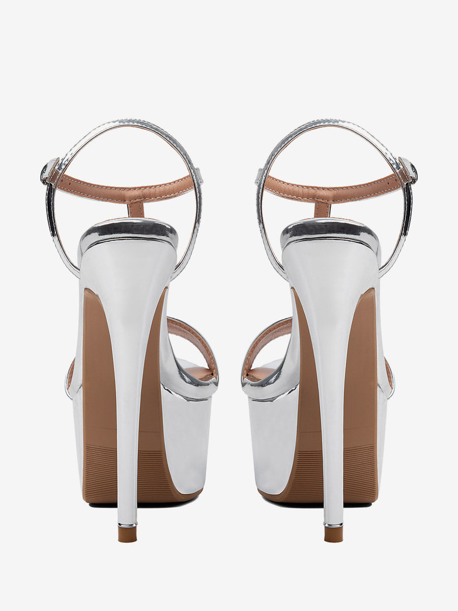 silver open toe sandals — view 7