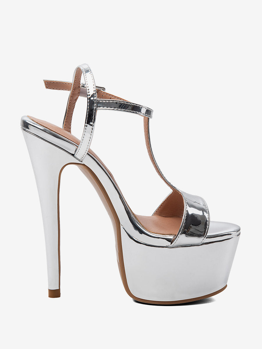 silver open toe sandals — view 5
