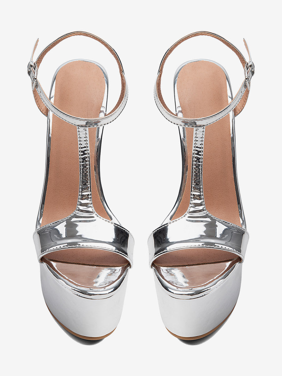silver open toe sandals — view 2