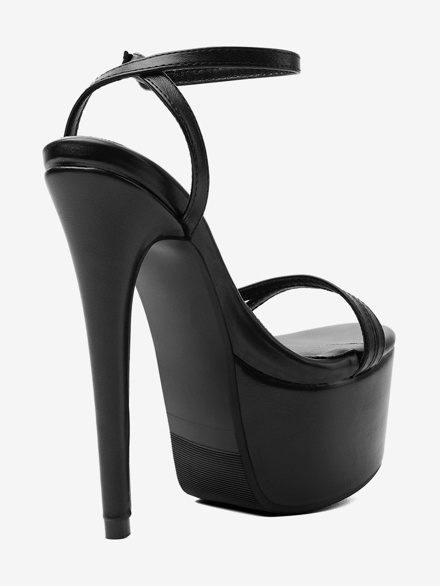 black open toe ankle strap platform sandals — view 3
