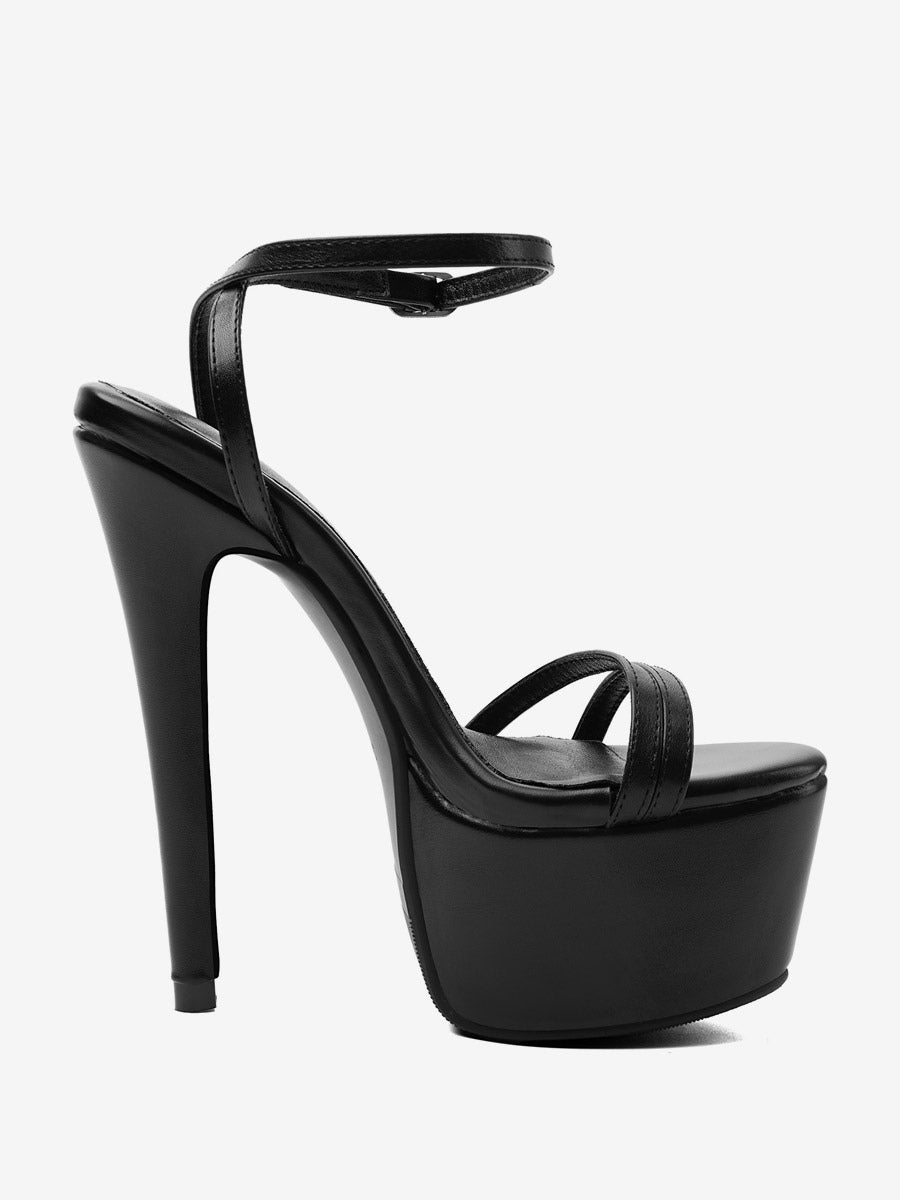 black open toe ankle strap platform sandals — view 4